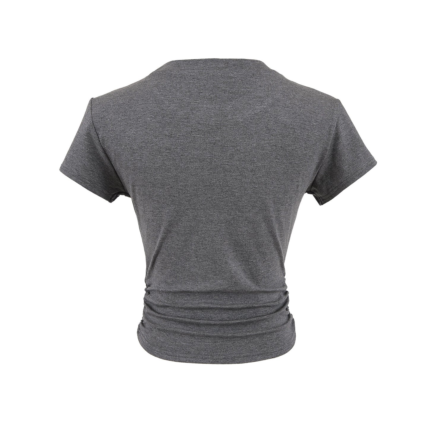 Dame afslappet kortærmet T-shirt med trendy rynkning Stilla