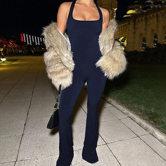 Damer Moderne Flared Jumpsuit med forførende krydsdesign Stilla