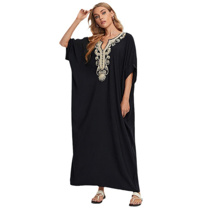Dame Elegant Kaftan med kunstneriske broderier Stilla