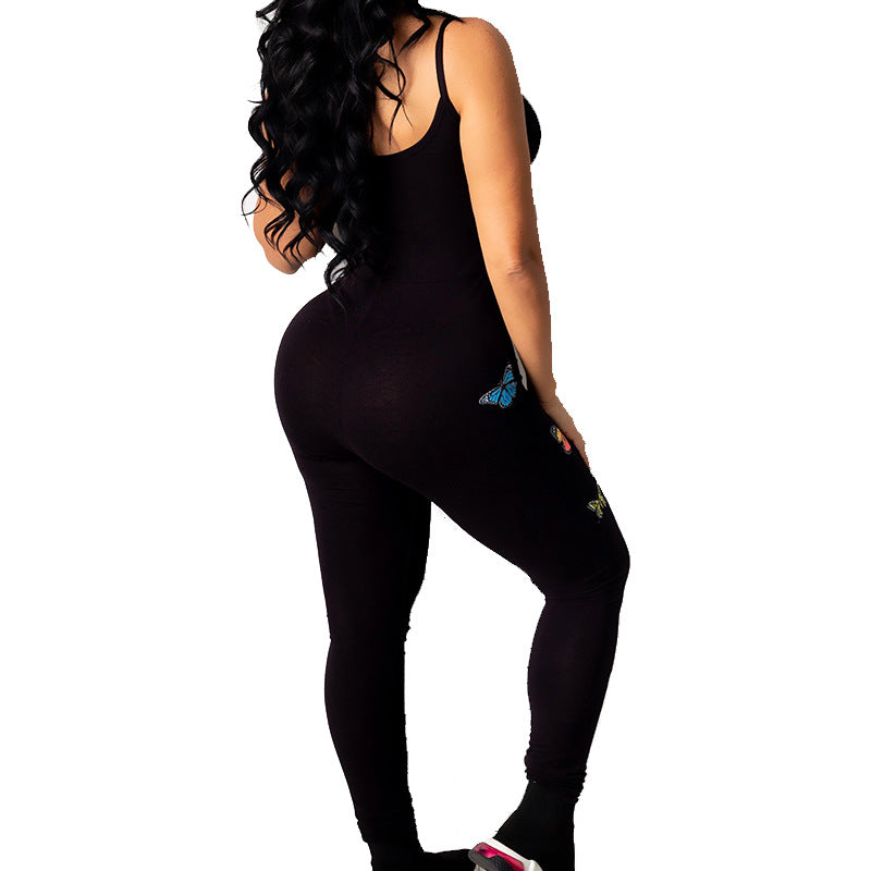 Dame Kompakt Jumpsuit med farverig sommerfugletryk Stilla