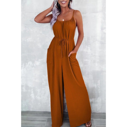 Dame elegant rygfri bredbens jumpsuit Stilla