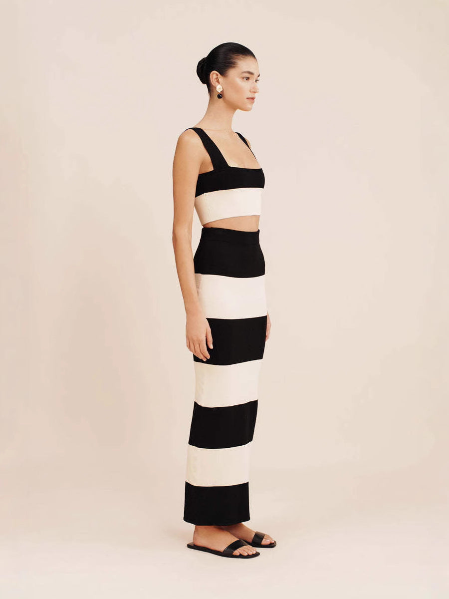 Dame cropped top med bredt bånd og tætsiddende maxi nederdel Stilla