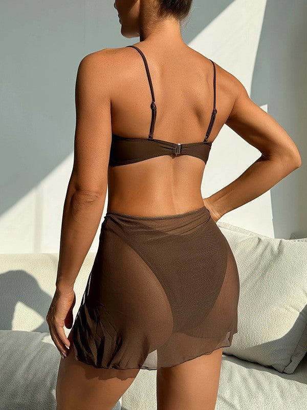 Dame Elegant Knyt-Bikini-Sæt med gennemsigtig Indpakningsetiket Stilla