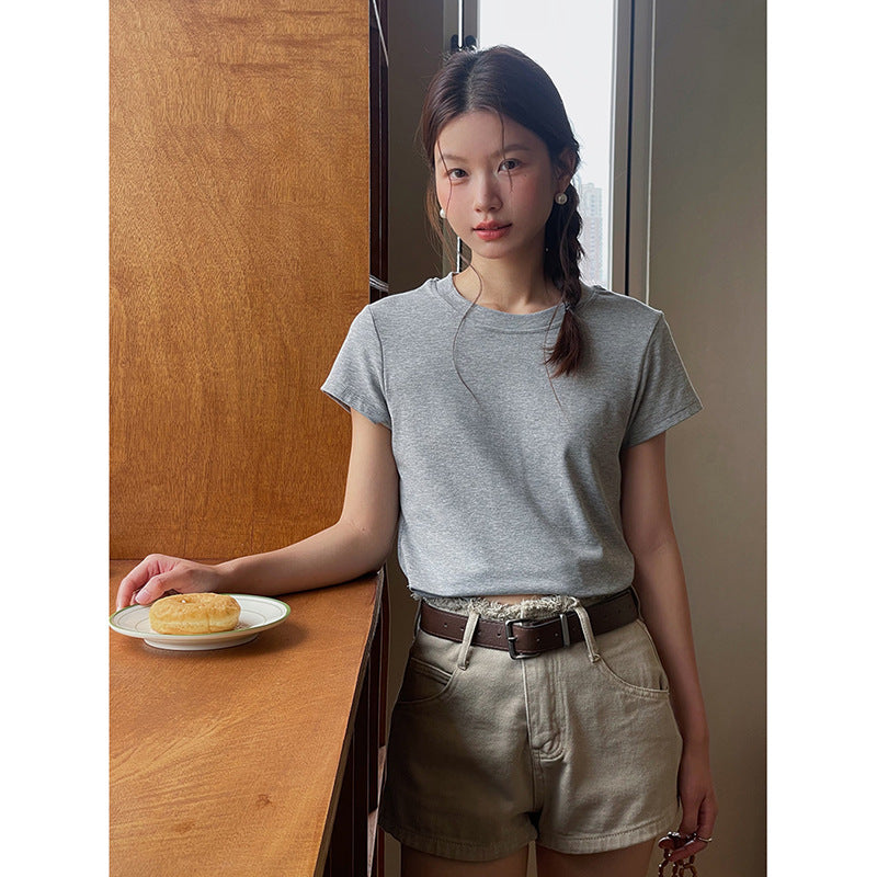 Dame afslappet kortærmet T-shirt med høj kvalitet, åndbar bomulds-kvalitet og komfortabel pasform Stilla