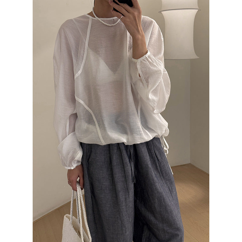 Dame afslappet langærmet overdel med raglan ærmer og justerbar søm Stilla