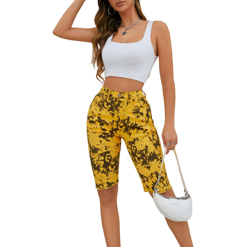 Dame afslappede denim shorts med høj talje og stil mønster Stilla