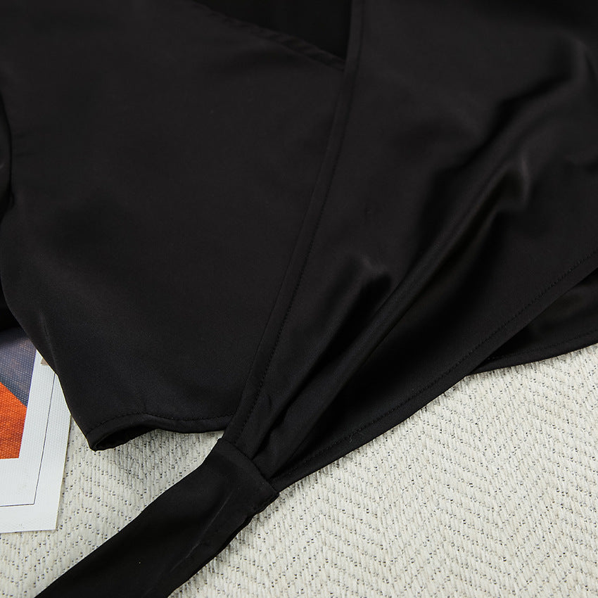 Dame elegant cropped-top med bred ærme og elastisk bund Stilla