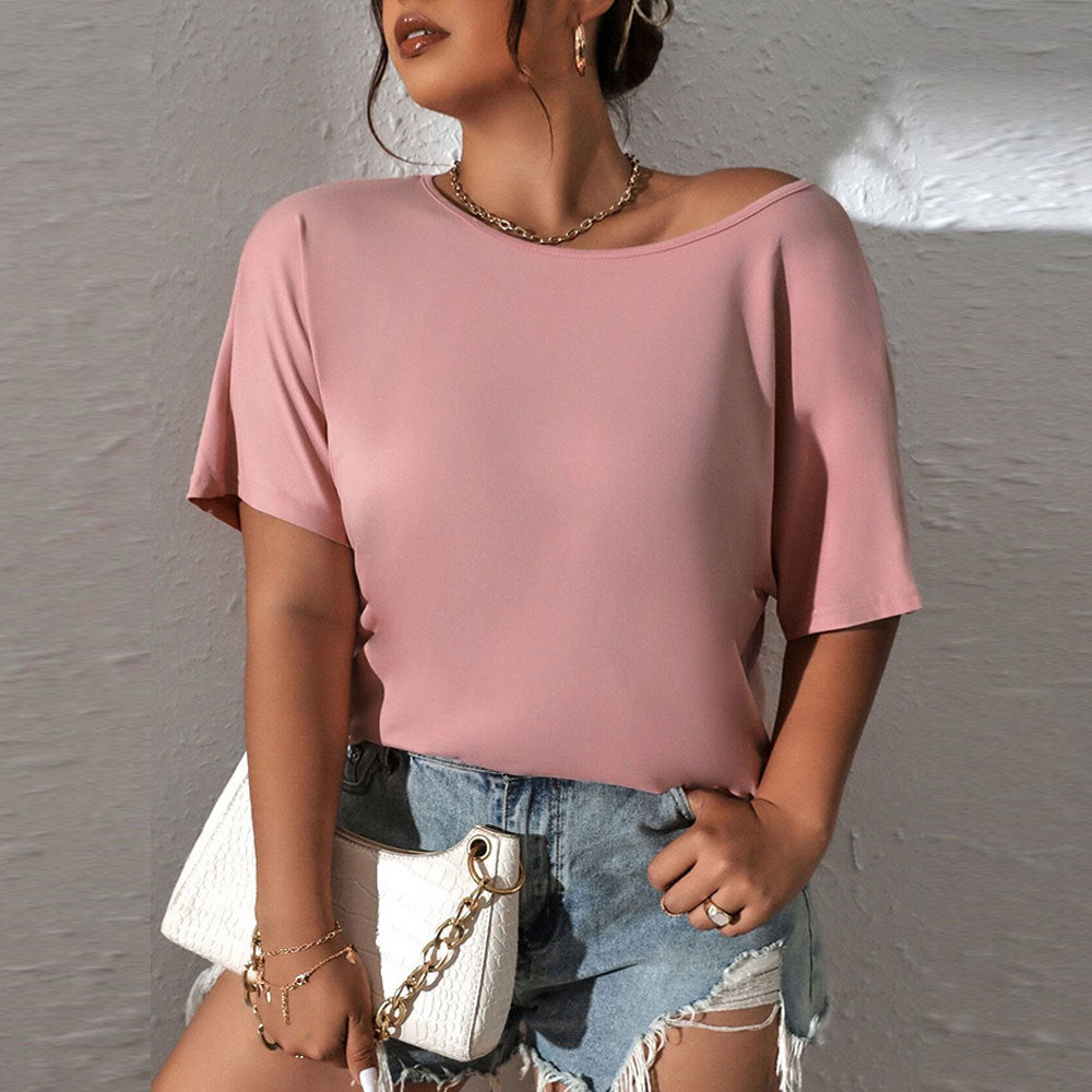 Dame afslappet oversized T-shirt med rund halsudskæring og korte ærmer Stilla