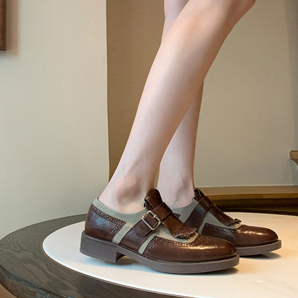 Femme Chic Brogue Stil Mary Jane Sko Stilla