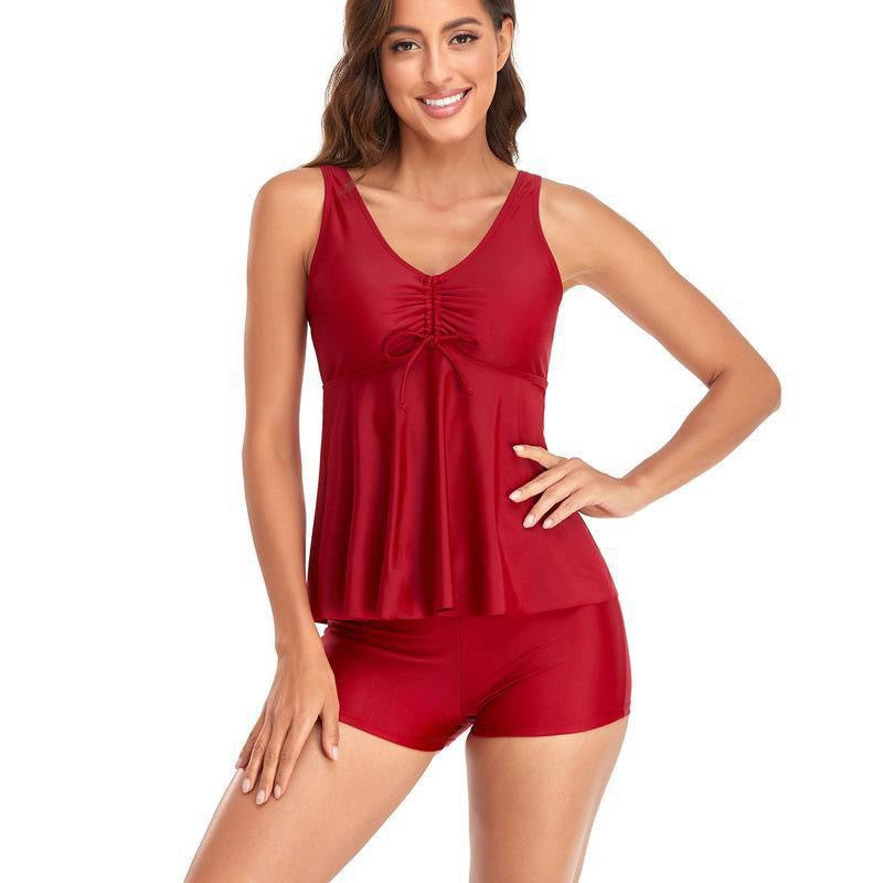 Dame Tankini sæt med flydende peplum-top og høj talje shorts Stilla