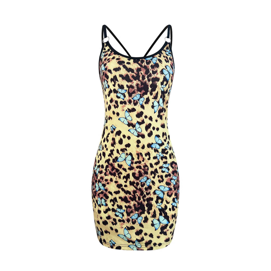 Dame Elegant Bodycon Kjole med Floral- og Dyretryk Stilla