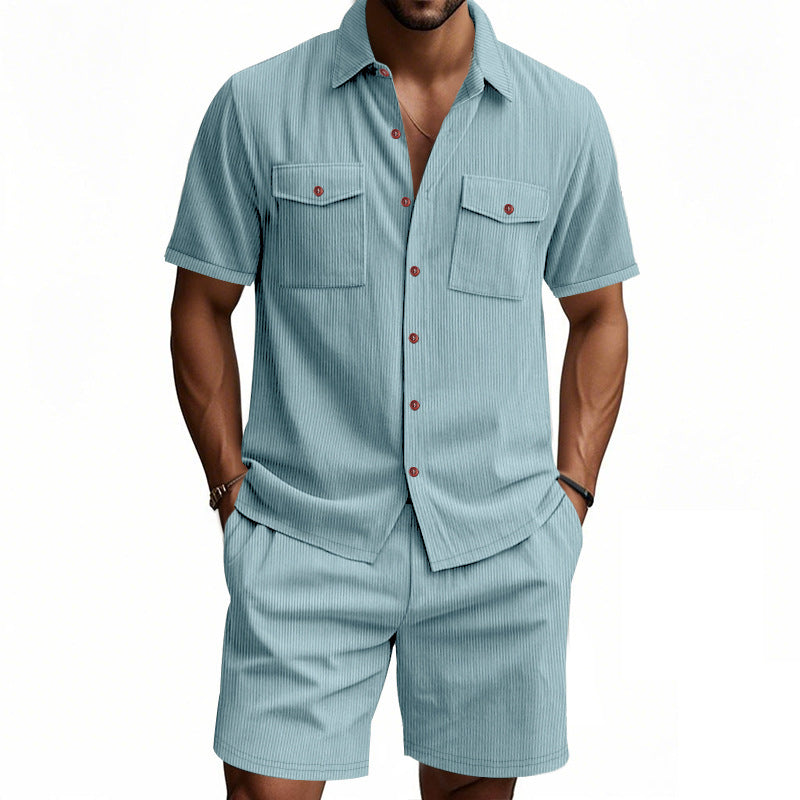 Herrer Kortærmet Skjorte og Shorts Sæt Stilla