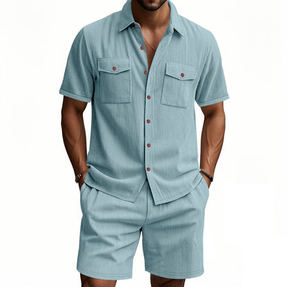 Herrer Kortærmet Skjorte og Shorts Sæt Stilla