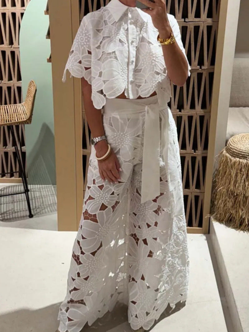 Dame elegante bluser og brede bukser Stilla