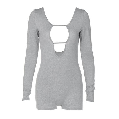 Dame Langærmet Bodysuit med dyb V-udskæring og forførende Cut-Out Stilla