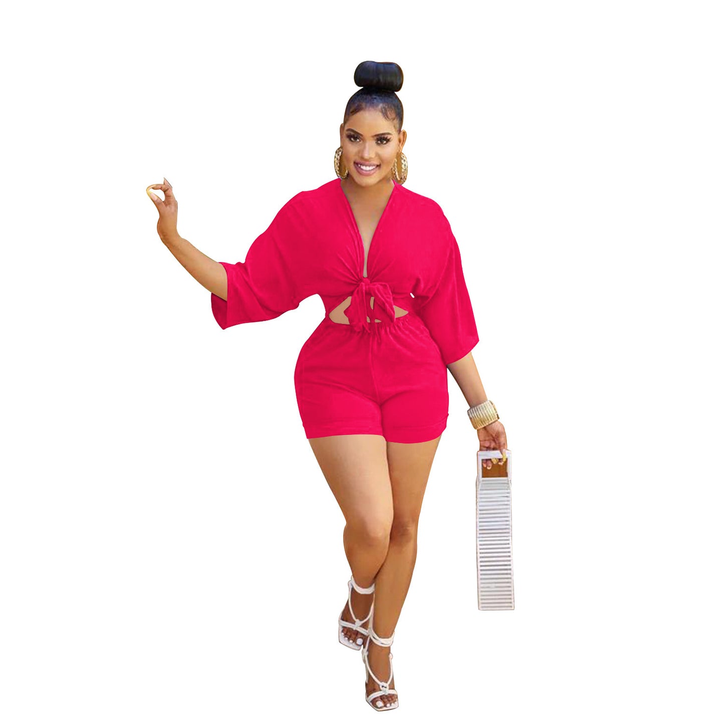 Dame moderne Cut-Out Jumpsuit med elegant knude-detalje Stilla