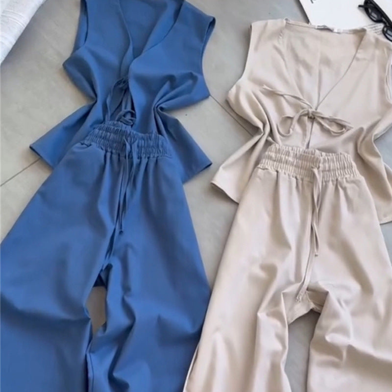 Dame afslappet to-personers jumpsuit med elastisk taljeudsmykning og ærmeløs overdel Stilla