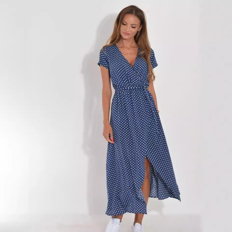 Dame afslappet maxikjole med indviklingsdesign og smart print Stilla