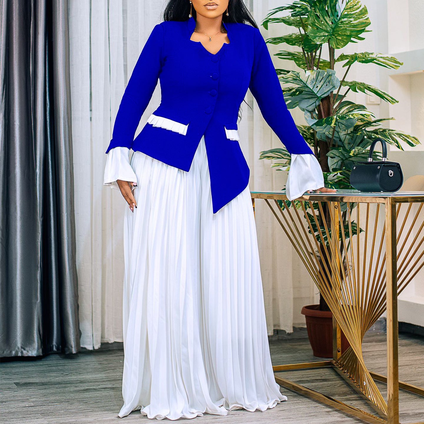 Dame Elegant Blazer med plisserede Bukser Stilla