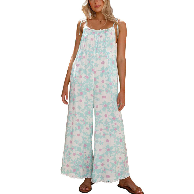 Dame luftig jumpsuit med blomsterprint og justerbare stropper Stiila