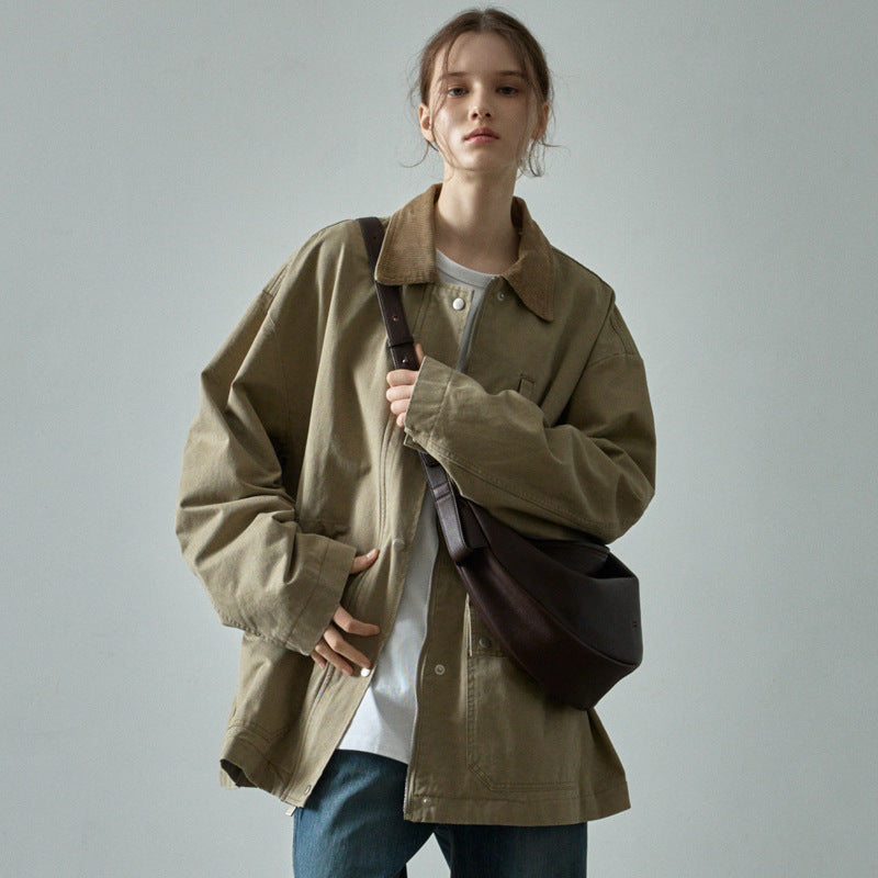 Dame afslappet oversized jakke med lommer Stilla