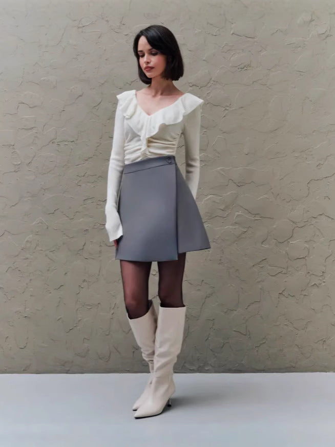 Dame elegant asymmetrisk omslagskjørt lavet af højkvalitetsmateriale Stilla