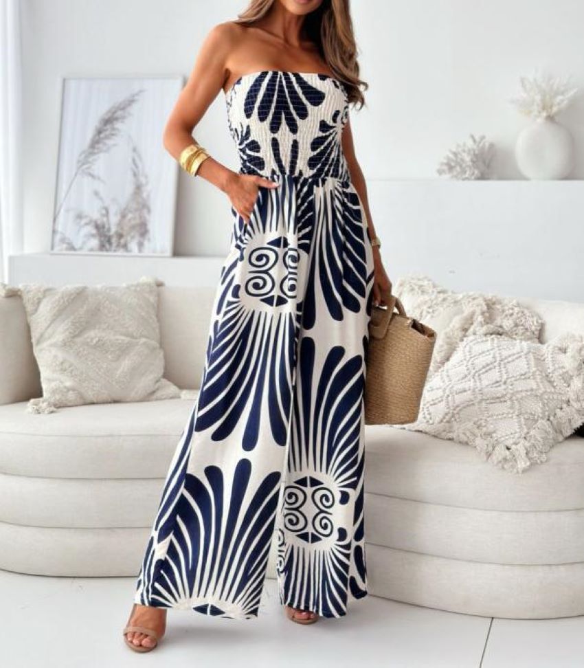 Kvinder Stropløs Bredbenet Jumpsuit Stilla