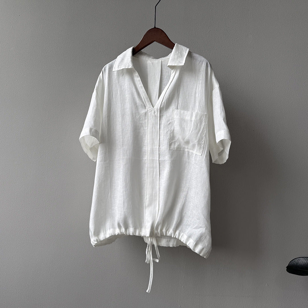 Dame afslappet bluse med justerbar søm og brystlomme Stilla