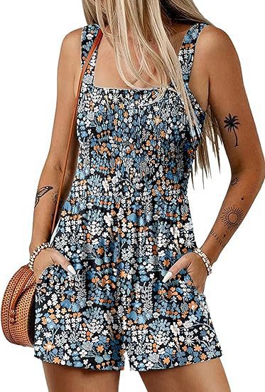 Dame jumpsuit med florale detaljer og praktiske lommer Stilla