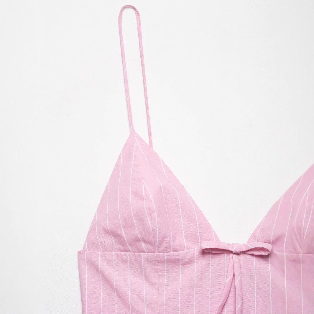 Dame A-linje Spaghetti strop mini kjole med sløjfedetalje Stilla