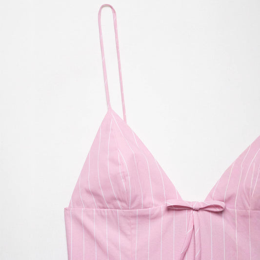 Dame A-linje Spaghetti strop mini kjole med sløjfedetalje Stilla