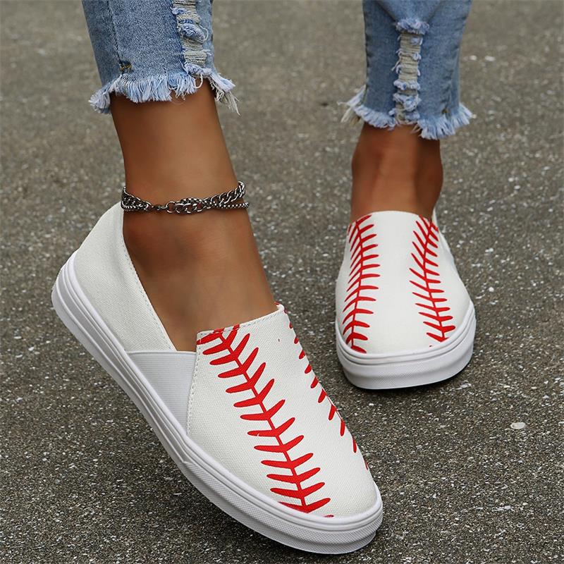 Dame afslappede Slip-On Sneakers med sporty baseball-design Stilla