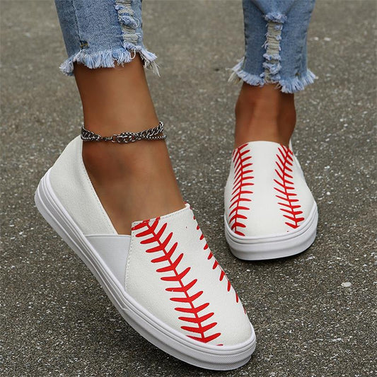 Dame afslappede Slip-On Sneakers med sporty baseball-design Stilla