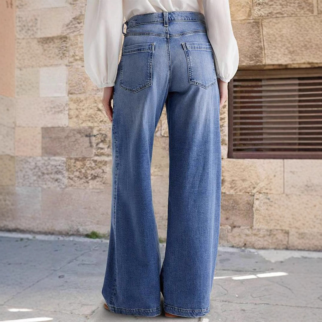 Dame vidde jeans med høj talje og klassisk design Stilla