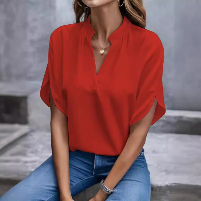 Dame elegant bluse med kortærmet Stilla