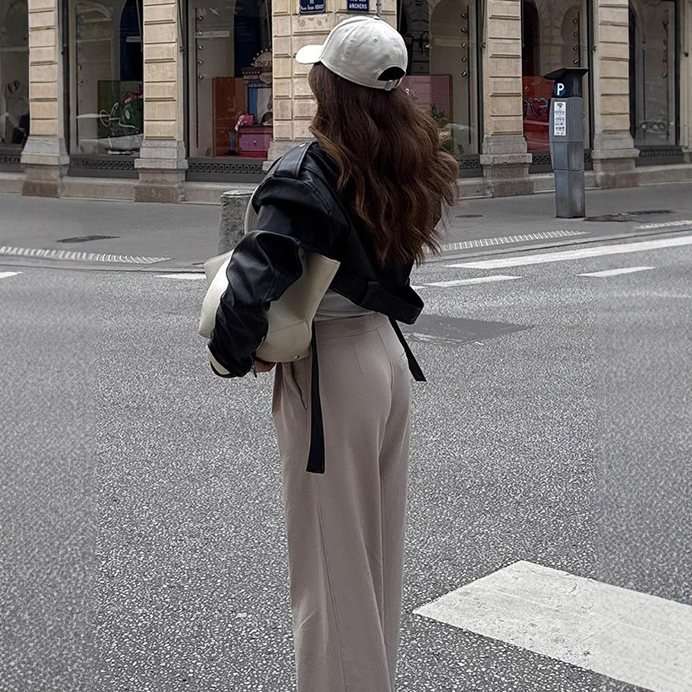 Dame cropped læderjakke Stilla