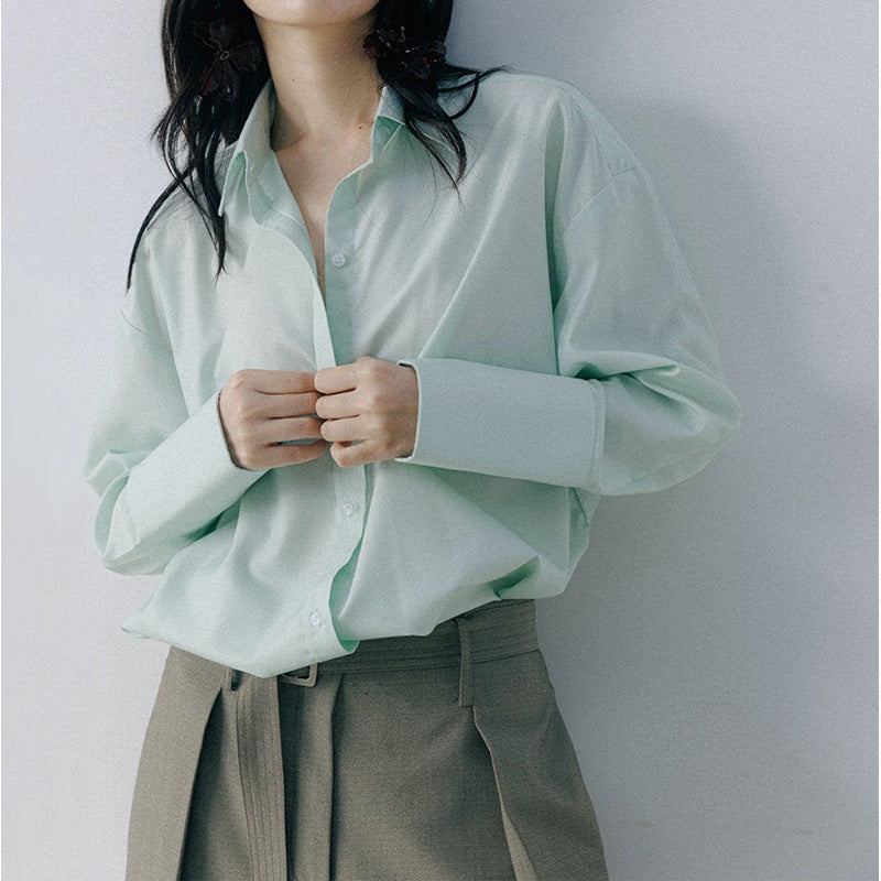 Dame elegant bomuldsbluse med oversized schnit og afslappet stil Stilla