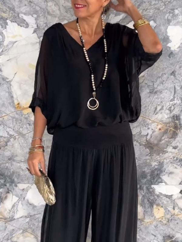 Dame Relaxed Fit Bredbenet Jumpsuit Stilla