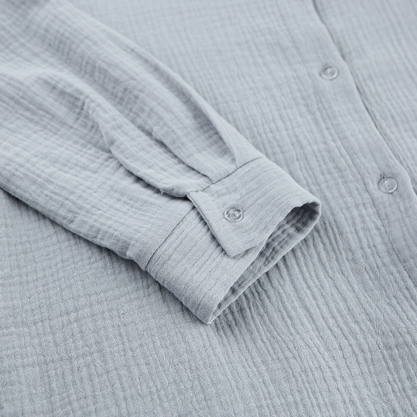 Dame afslappet pyjamas sæt med struktureret overdel og bredt ben Stilla