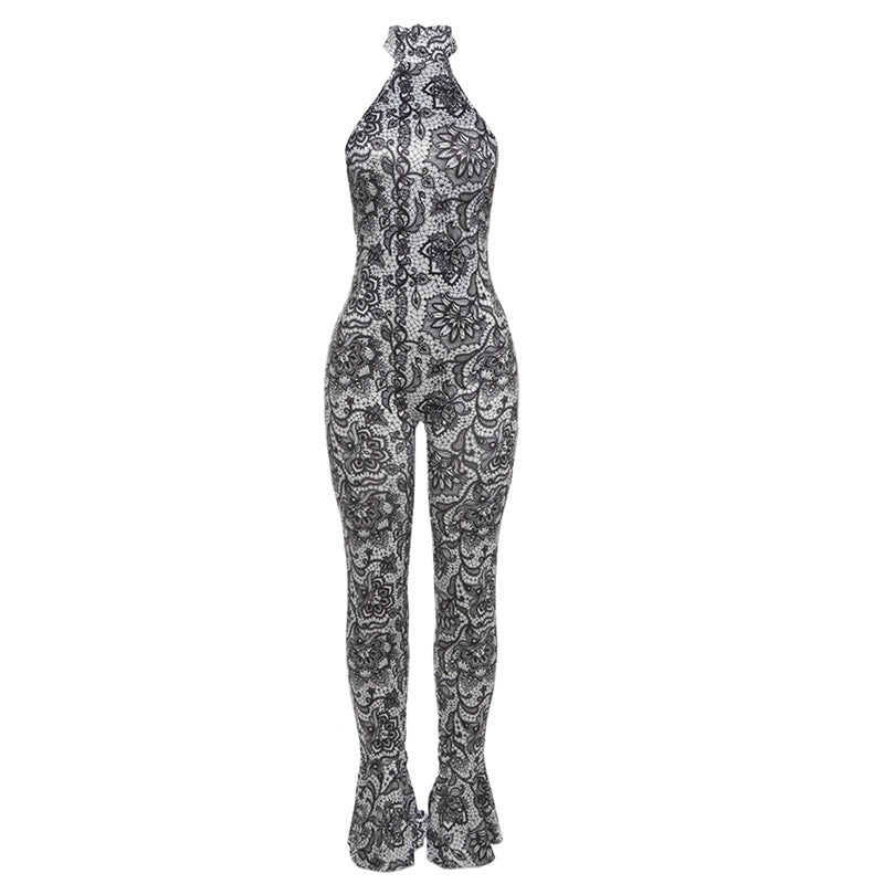 Dame jumpsuit med spændende mønster og struktureret design Stilla