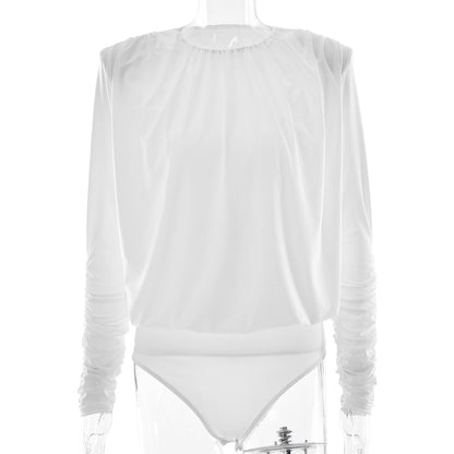 Dame bodysuit med skulderfri design og lange ærmer Stilla