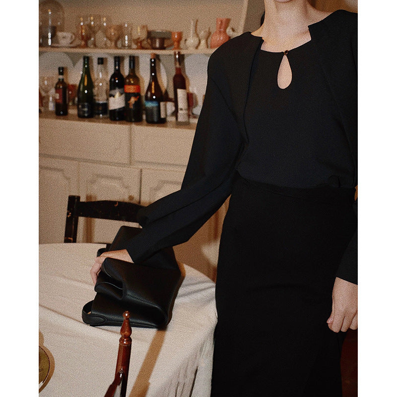 Dame designer-bluse med moderne split og ballonærmer Stilla