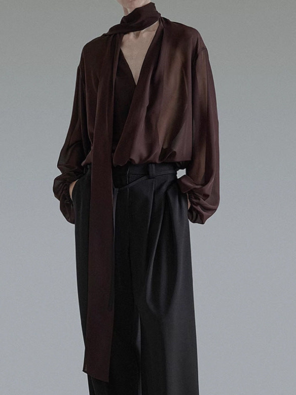 Dame elegant bluse med flydende snit og innovativt indpakningsdetalje Stilla