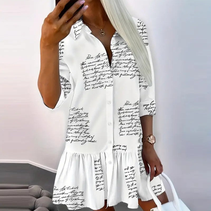 Dame afslappet skjortekjole med stribet ternet mønster Stilla