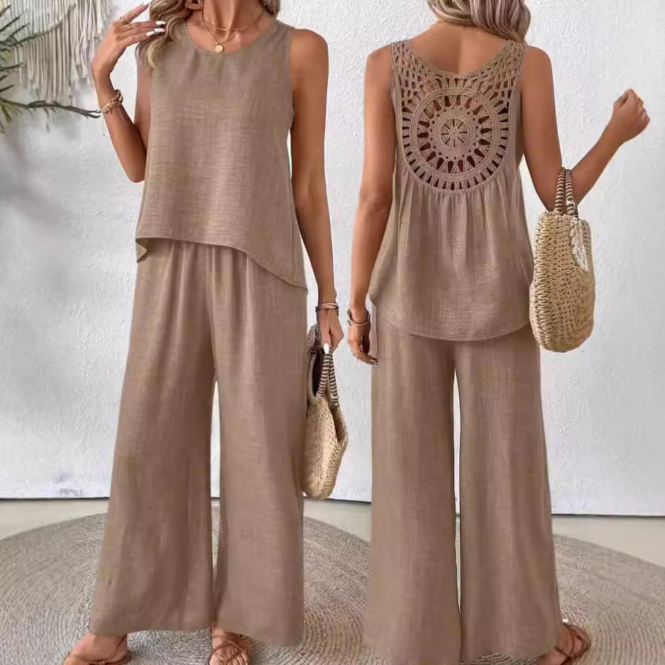Dame afslappet jumpsuit med vidde ben og plisseringer Stilla