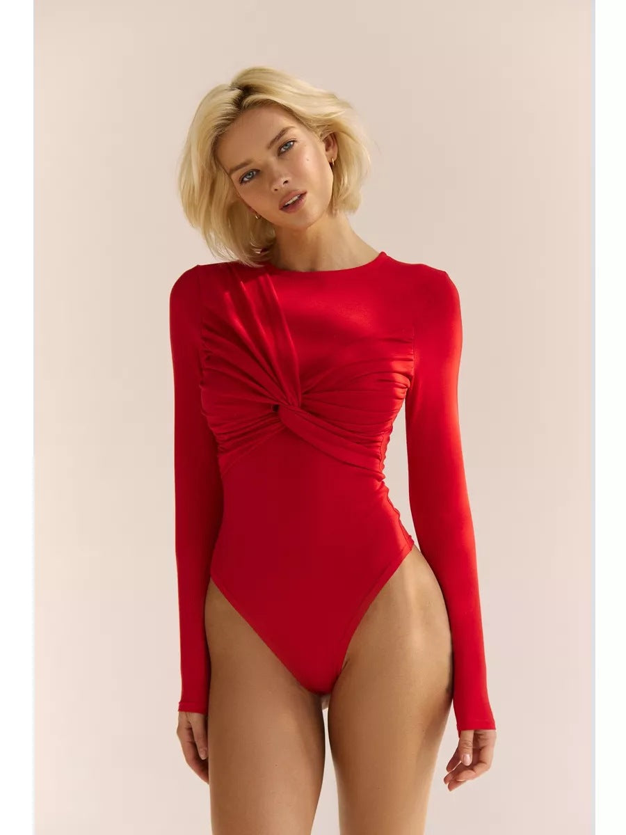 Dame Langærmet Bodysuit med dekorativt knudedesign Stilla