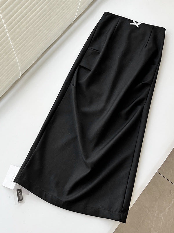 Dame Elegant Blyantskørt med fint taljedesign og dekorativt satinbånd Stilla