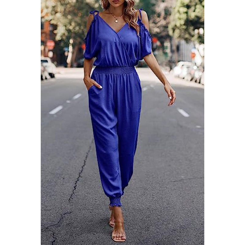 Femme Stilfuld Cold-Shoulder Jumpsuit med lommer Stilla