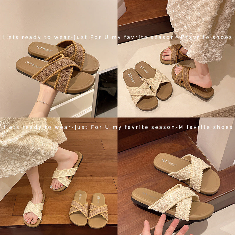 Dame afslappede og stilfulde slides med flettet design Stilla