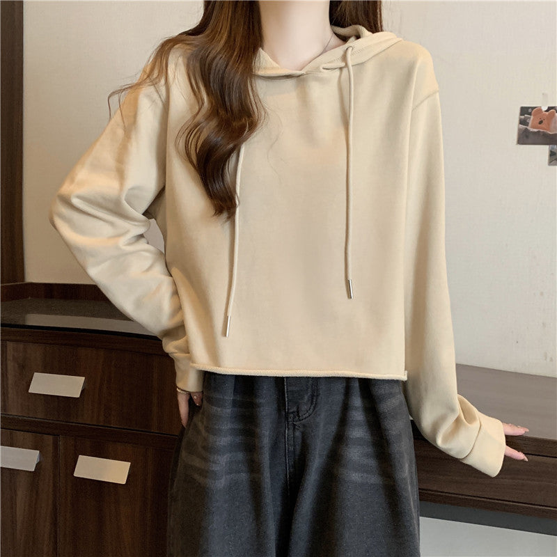 Dame Cropped Hættepullover med justerbar snoretræk Stilla